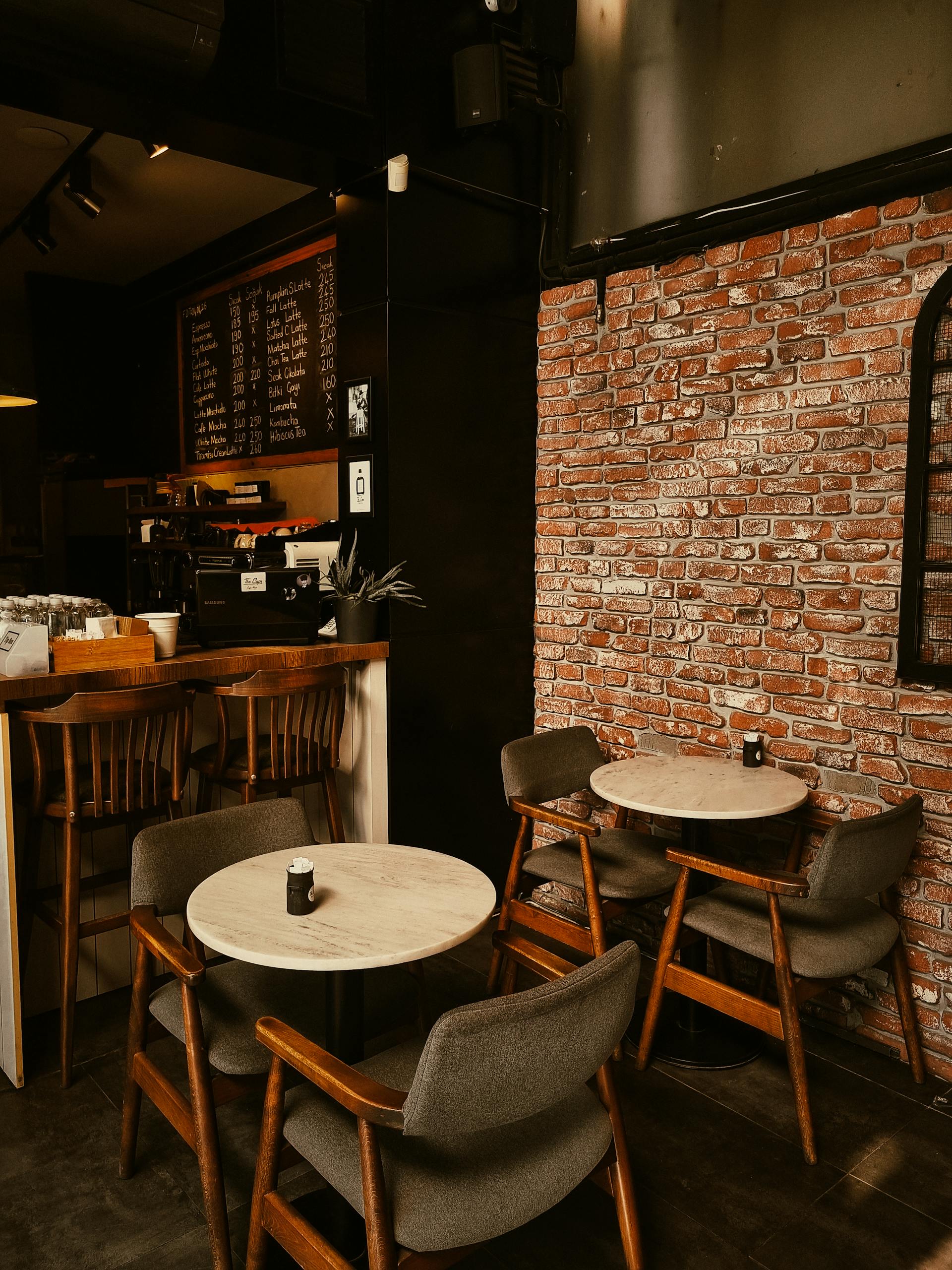 Bake & Brew exterior — brick wall and signage