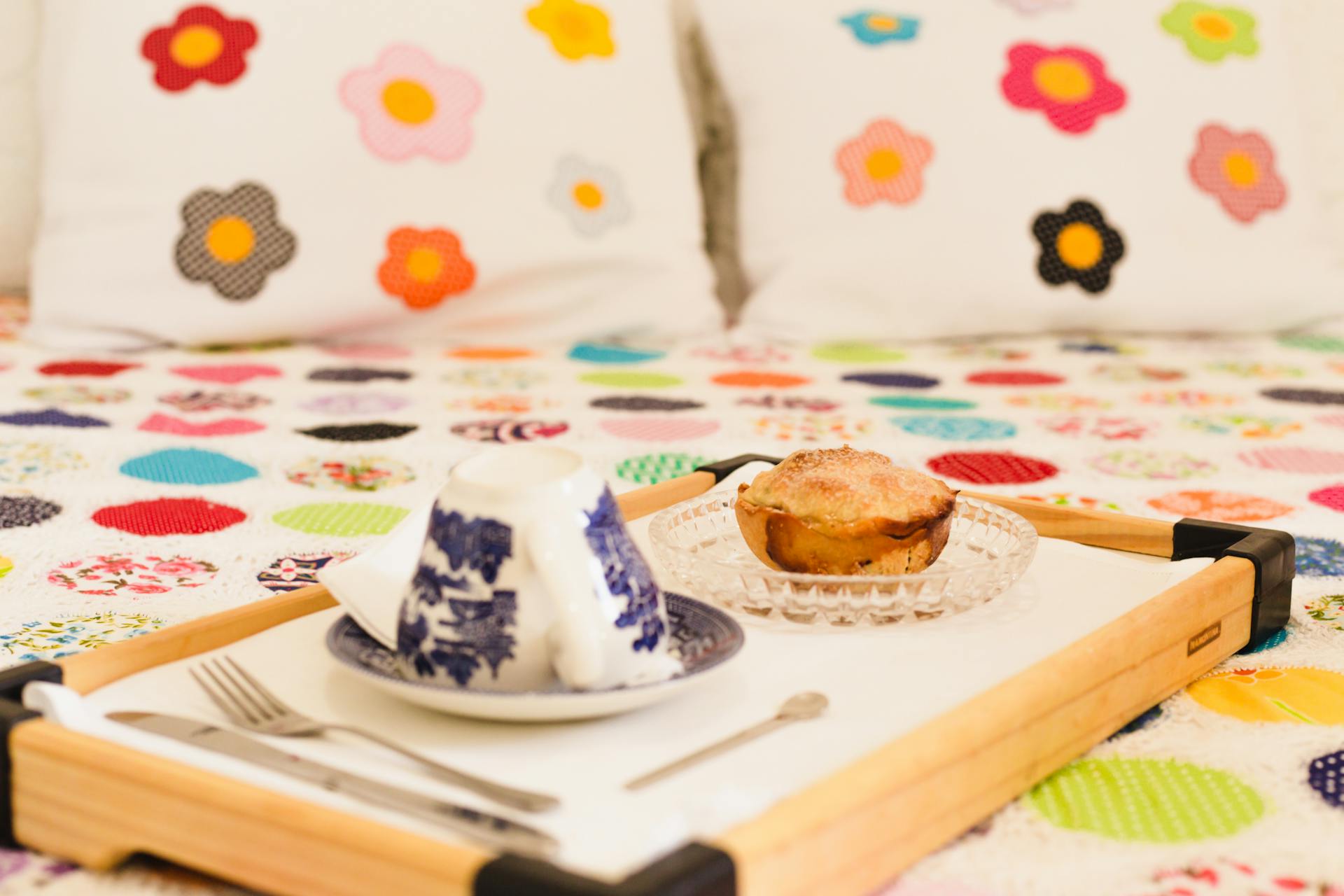 Breakfast tray with garden view