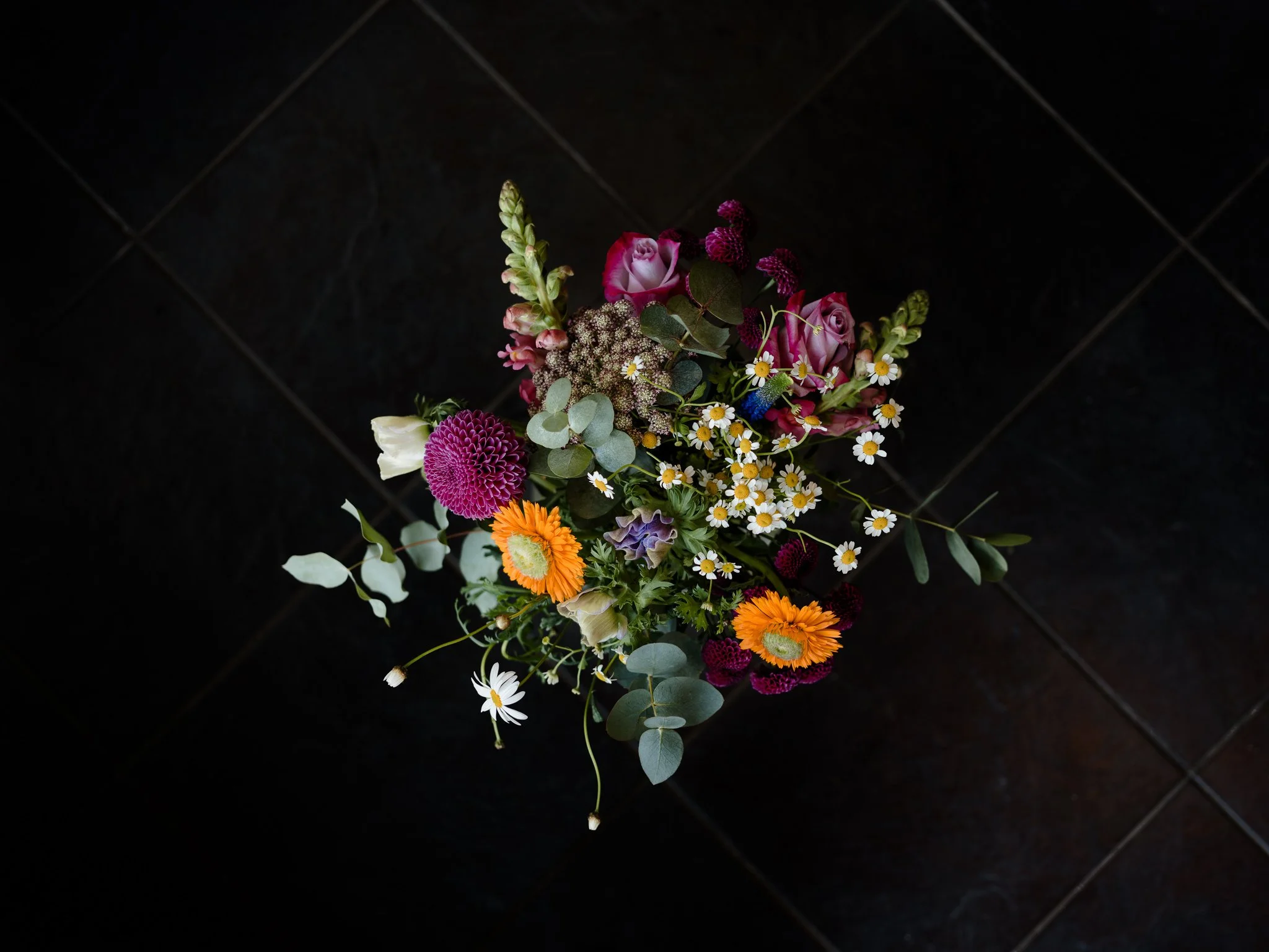 Hand-tied wedding florals by Plantology