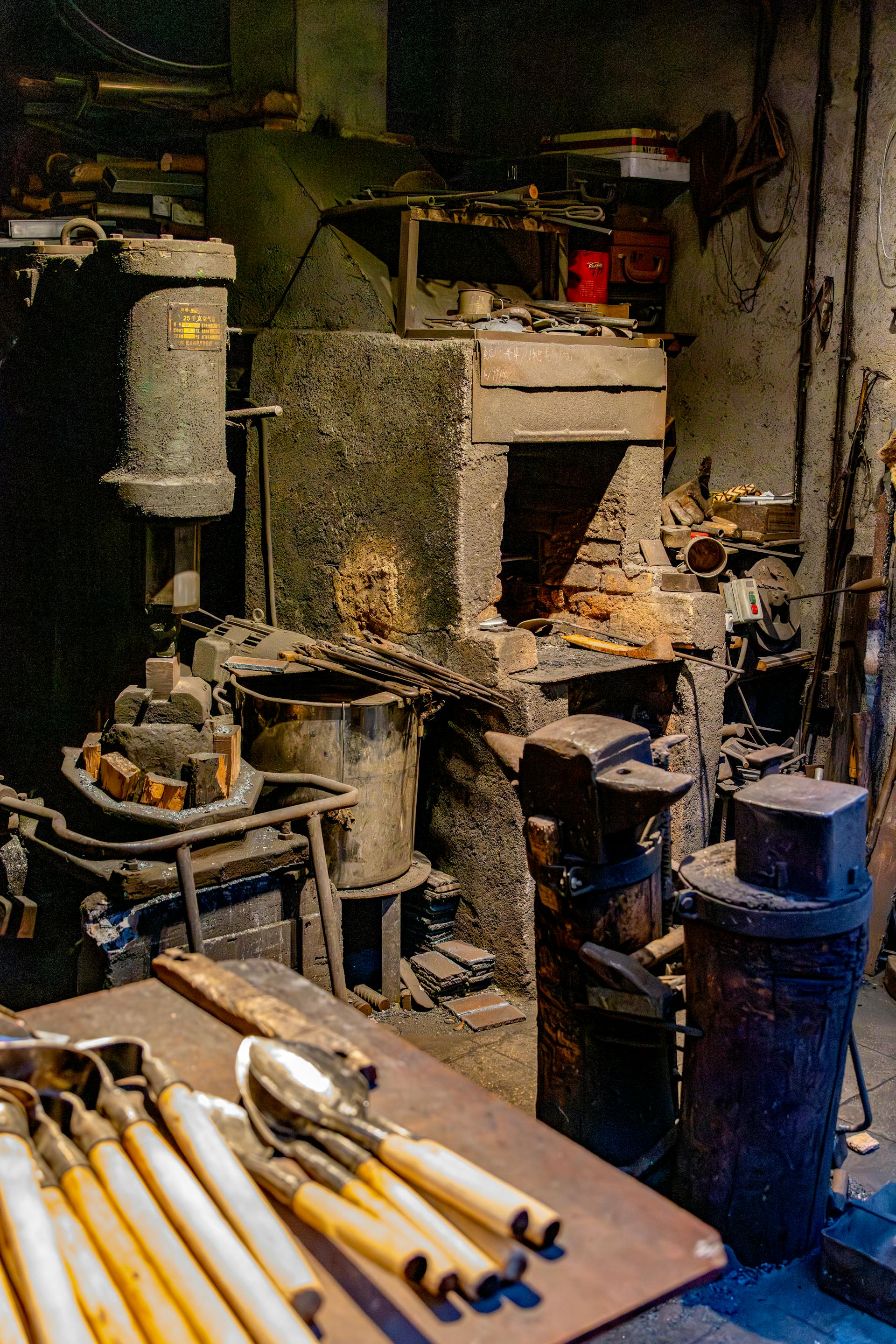 Workshop interior with warm glow